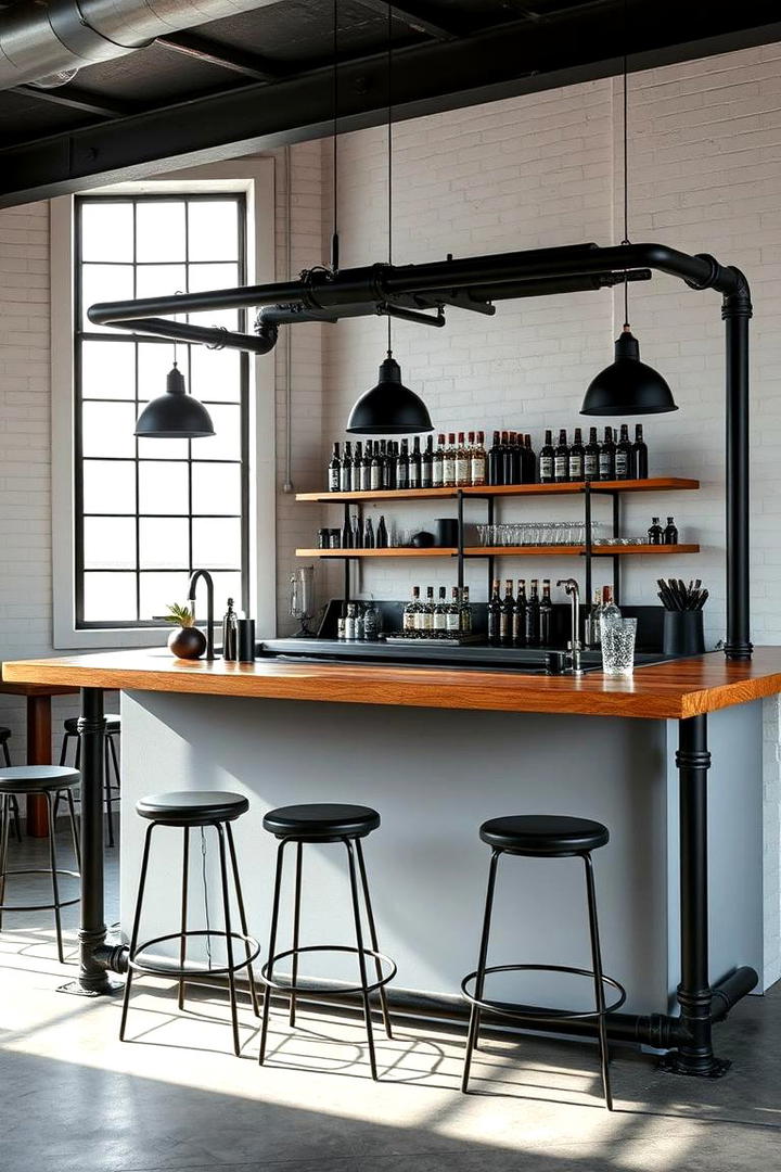 Minimalist Industrial Bar - 30 Home Bar Ideas On A Budget