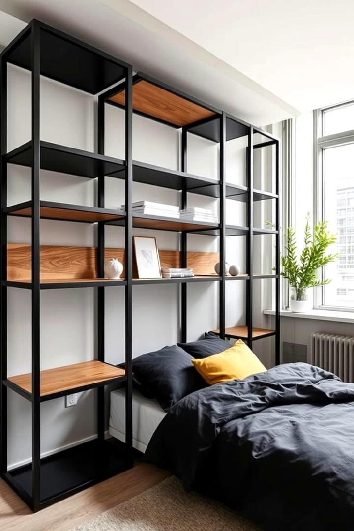 Minimalist Industrial Fusion - 30 Bedroom Shelving Ideas