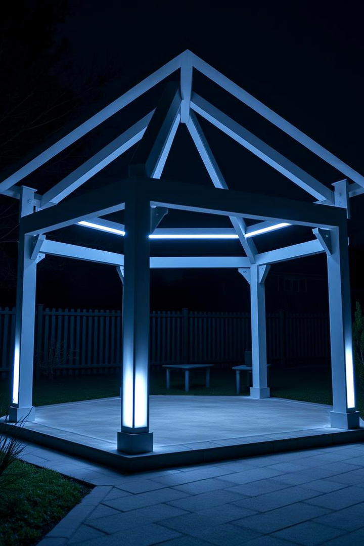 Minimalist LED Accents - 30 Gazebo Lighting Ideas