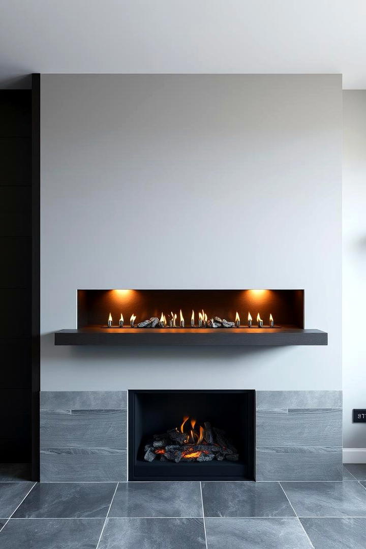 Minimalist Linear Hearth Elegance - 30 Fireplace Hearth Ideas