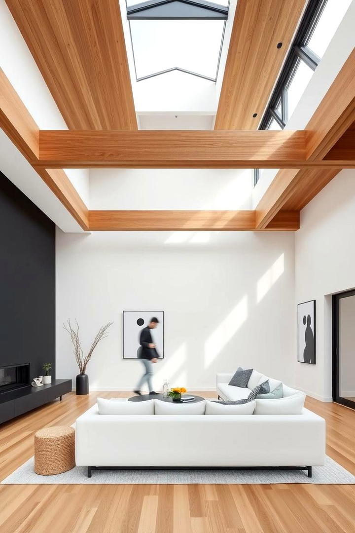 Minimalist Modern Look - 30 Exposed Beam Living Room Ideas