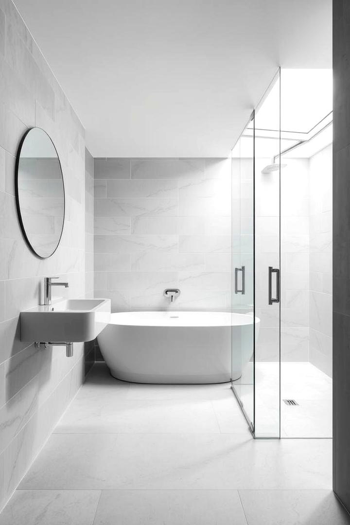 Minimalist Monochrome Tiles - 30 Bathroom Tile Ideas