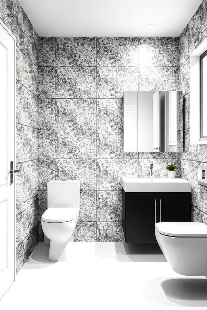 Minimalist Monochrome - 21 Bathroom Wallpaper Ideas