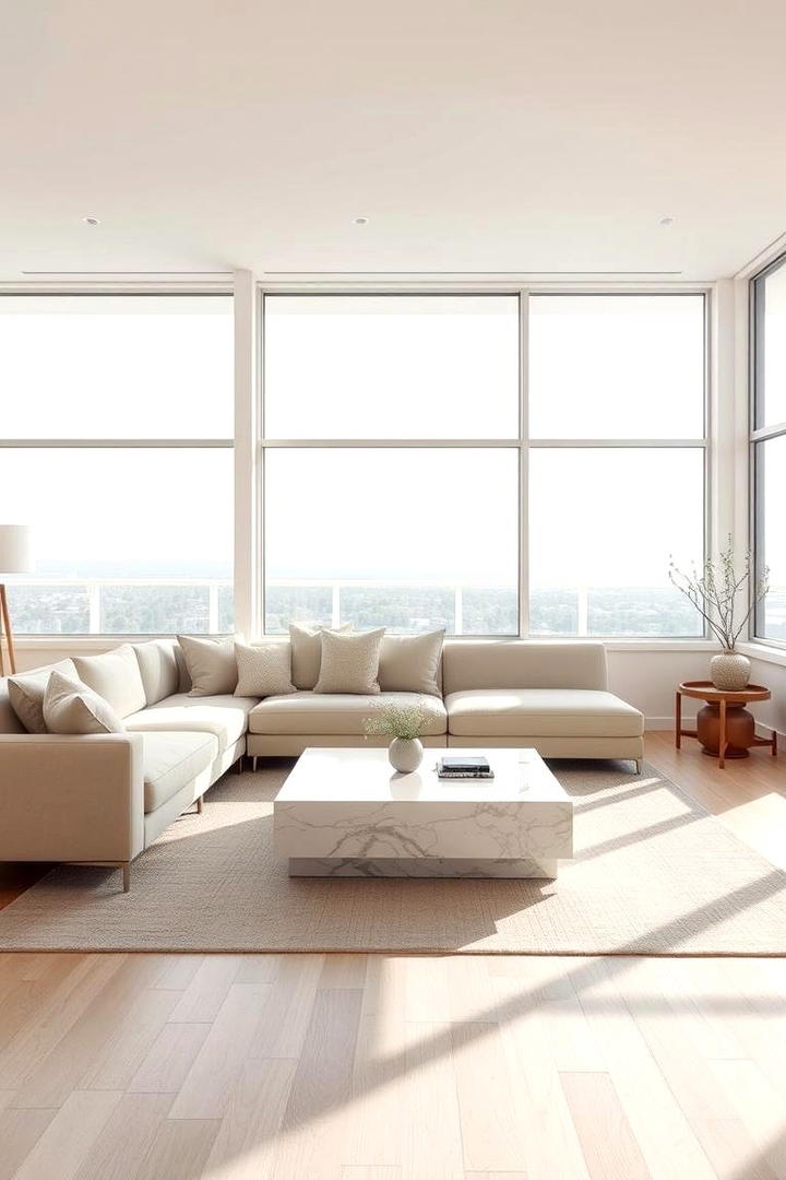 Minimalist Neutral Palette - 21 Neutral Living Room Ideas