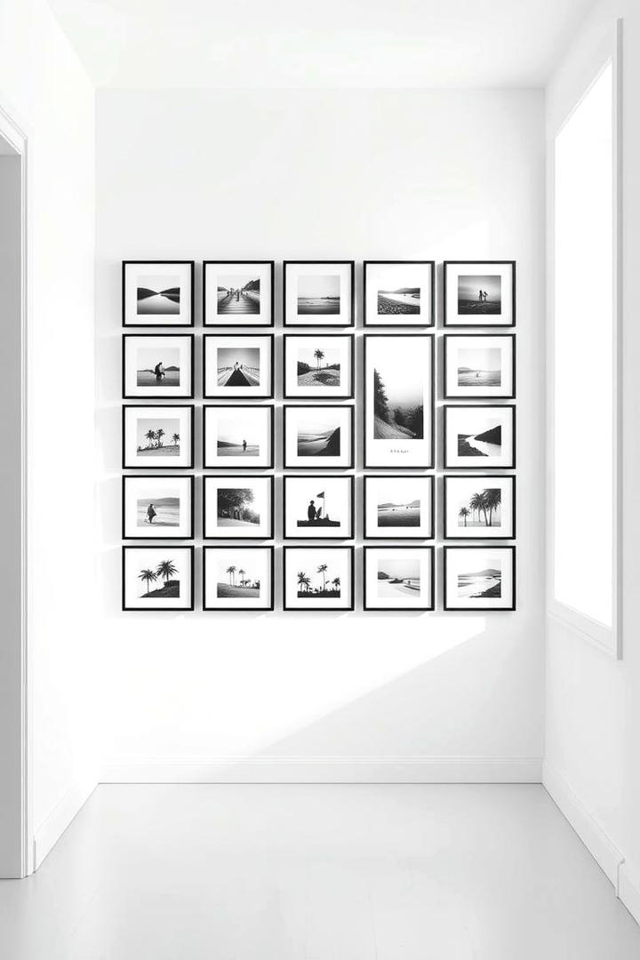 Minimalist Photo Display with Clean Lines - 21 Photo Wall Ideas