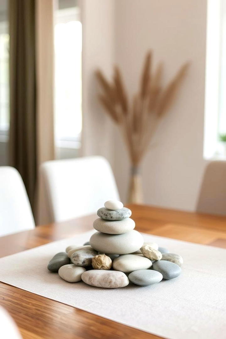 Minimalist Stone Arrangement - 21 Dining Table Centerpiece Ideas