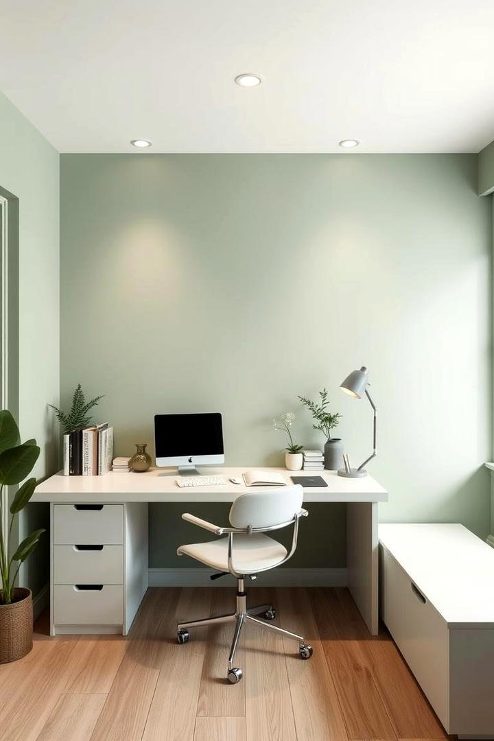 Minimalist Study Space - 21 Sage Green Paint Color Ideas