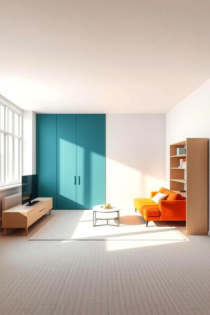 Minimalist Teal and Orange Studio - 30 Teal and Orange Color Scheme for Your Rooms