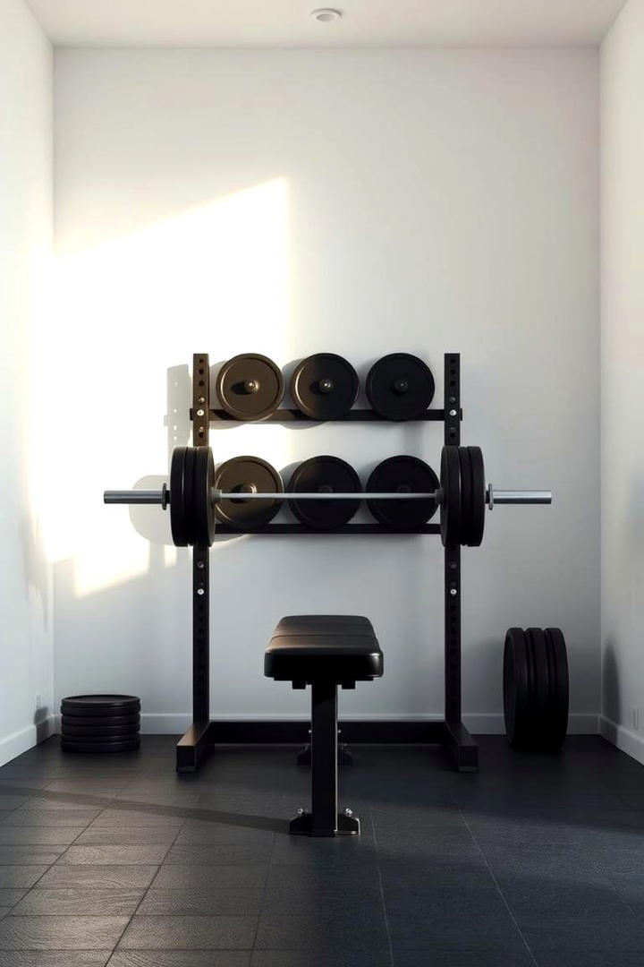 Minimalist Weightlifting Area - 30 Small Home Gym Ideas