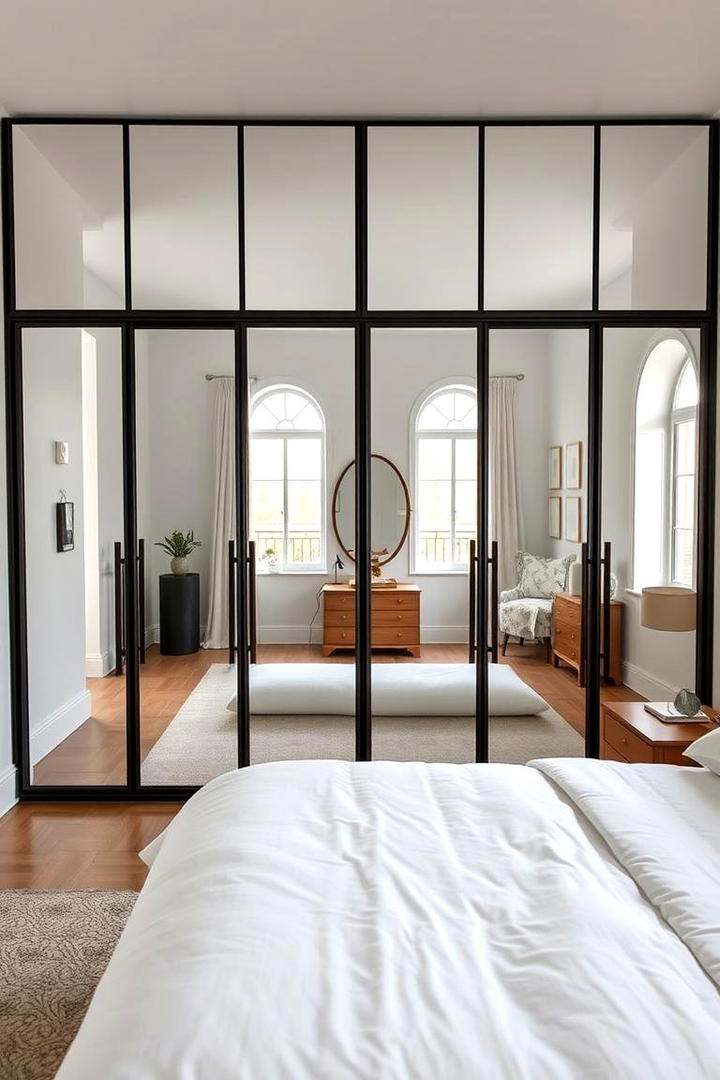 Mirrored Elements for Illusion - 30 Small Guest Bedroom Ideas