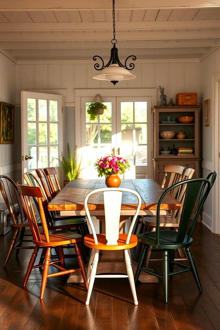 Mismatched Chair Eclecticism - 30 Cottage Kitchen Ideas