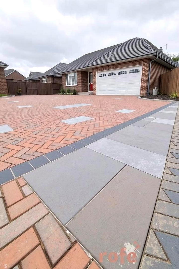 Mixed Material Driveway - 30 Driveway Landscape Ideas