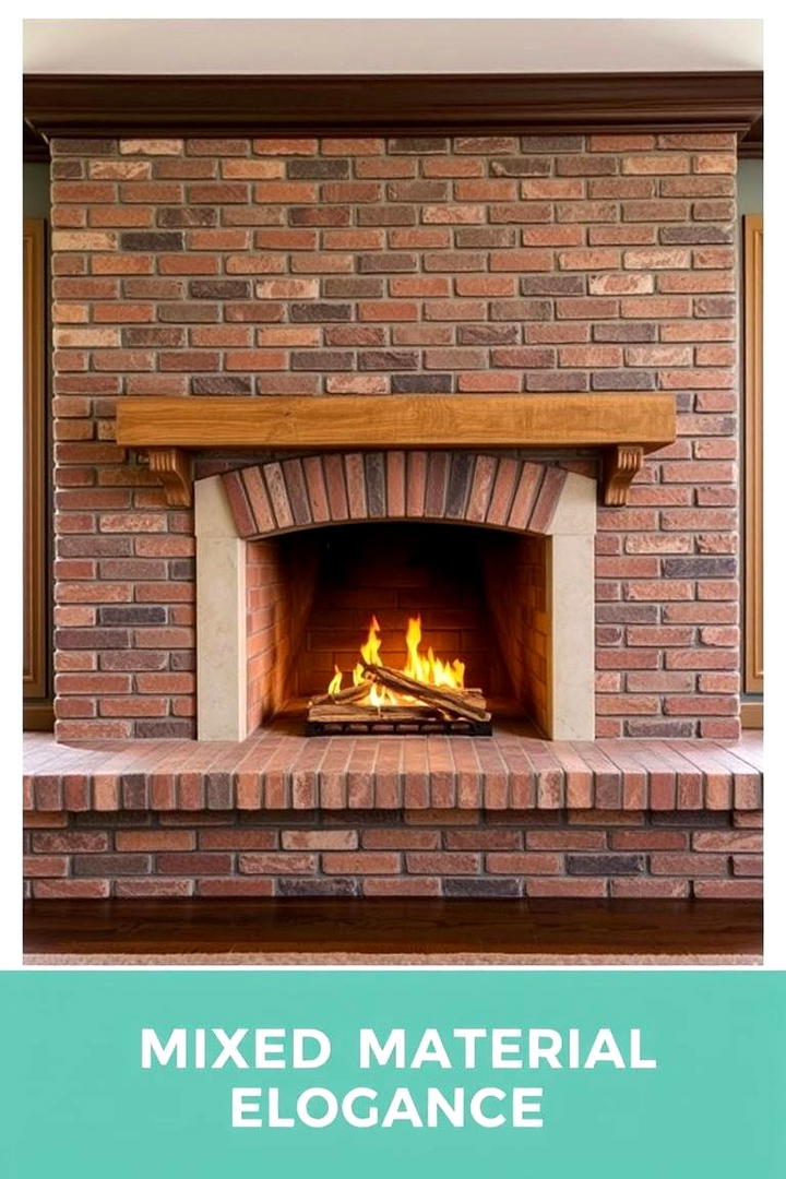 Mixed Material Elegance - 21 Brick Fireplace Ideas