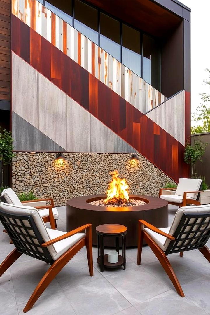 Mixed Material Fusion Square Fire Pit - 30 Square Fire Pit Ideas