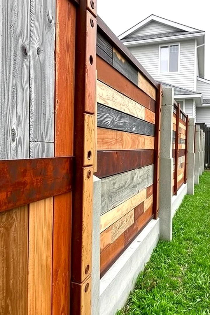 Mixed Material Privacy Fence - 21 Privacy Fence Ideas