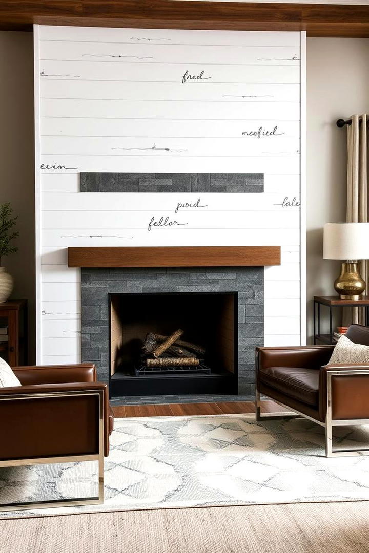 Mixed Material Shiplap Fusion - 21 Shiplap Fireplace Ideas