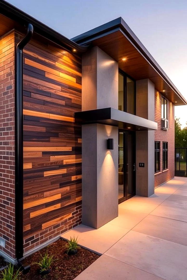 Mixed Materials Aesthetic - 30 Brown Brick Exterior Home Ideas