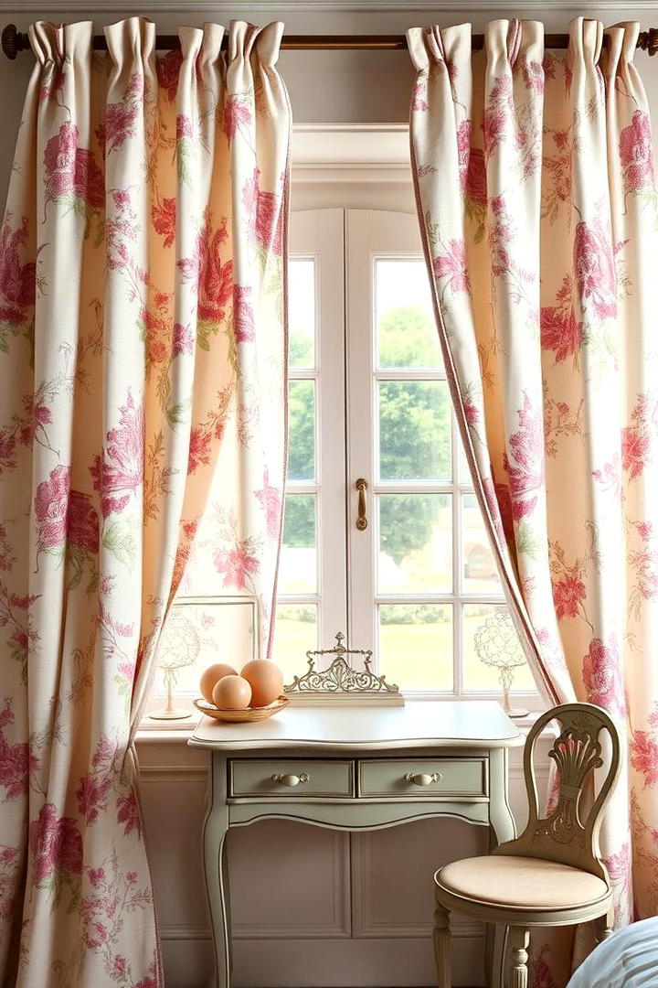 Mixed Pattern Window Drapes - 30 Shabby Chic Bedroom Ideas