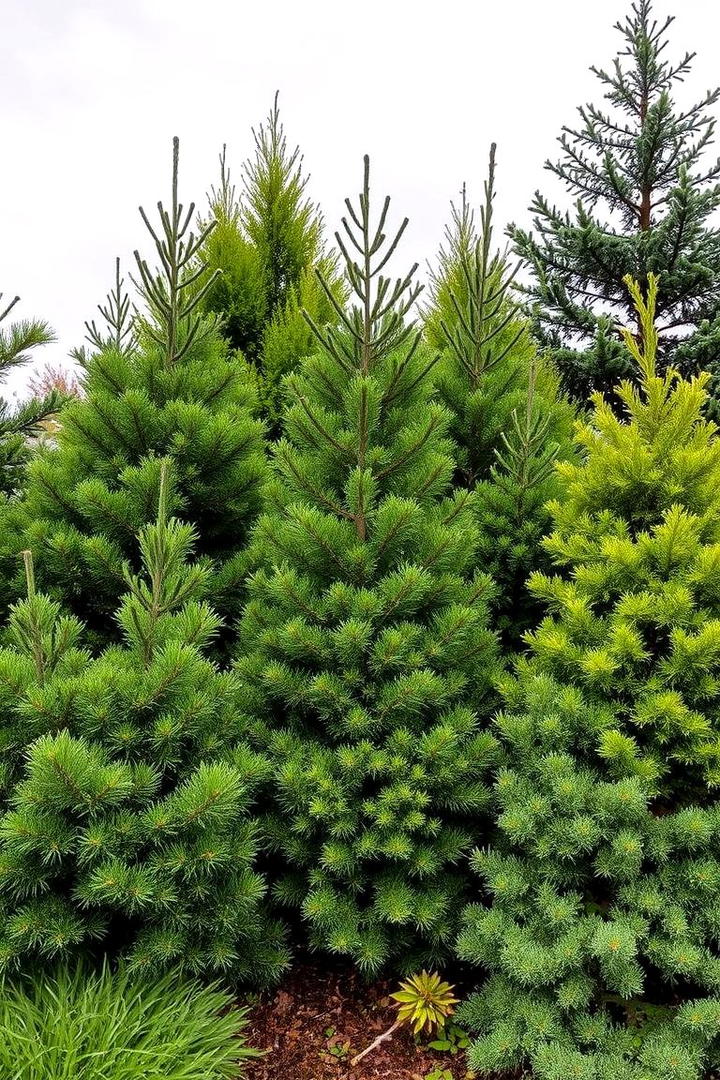 Mixed Texture Evergreen Garden - 30 Front Yard Evergreen Landscaping Ideas