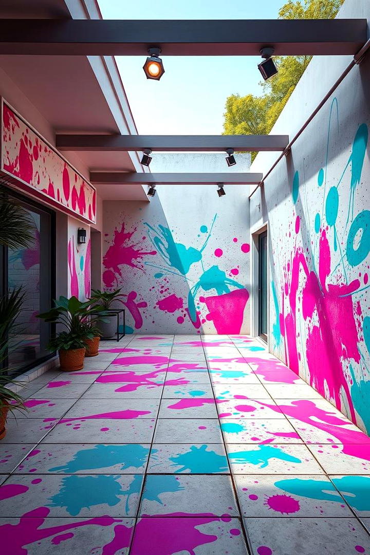 Modern Abstract Art - 30 Painted Concrete Patio Ideas