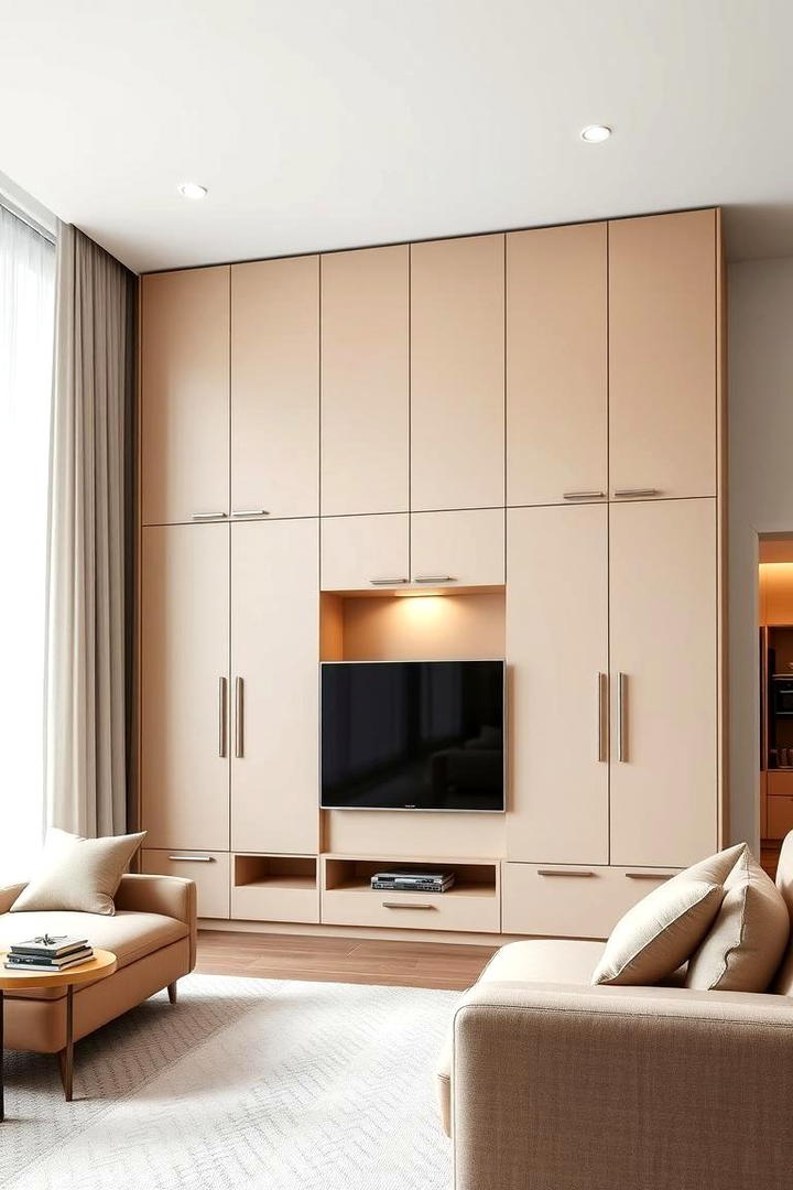 Modern Beige Cabinetry - 21 Beige Living Room Ideas