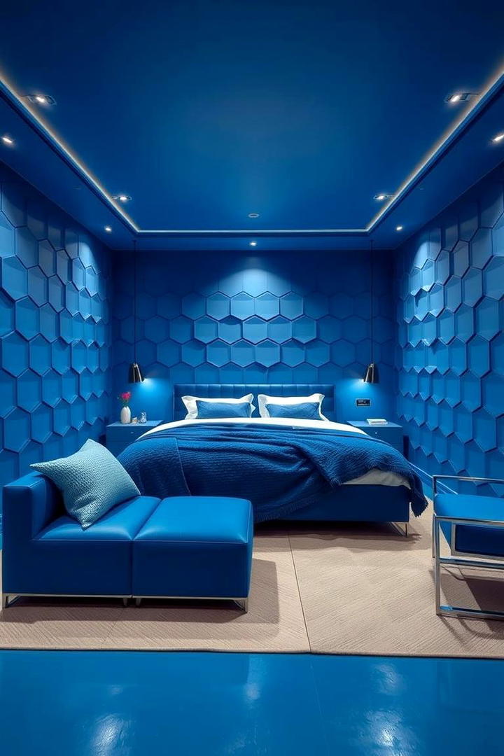 Modern Blue Geometric Patterns - 21 Blue Bedroom Ideas