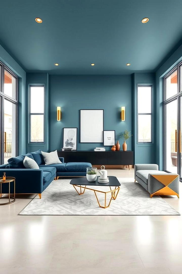 Modern Blue and Gold Balance - 30 Blue and Gold Living Room Ideas