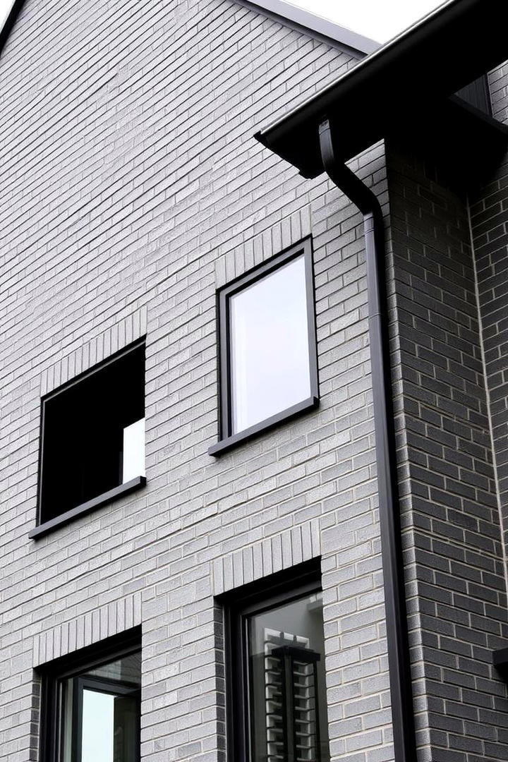 Modern Brick Gray with Crisp Black Accents - 30 Exterior Brick and Paint Color Combinations