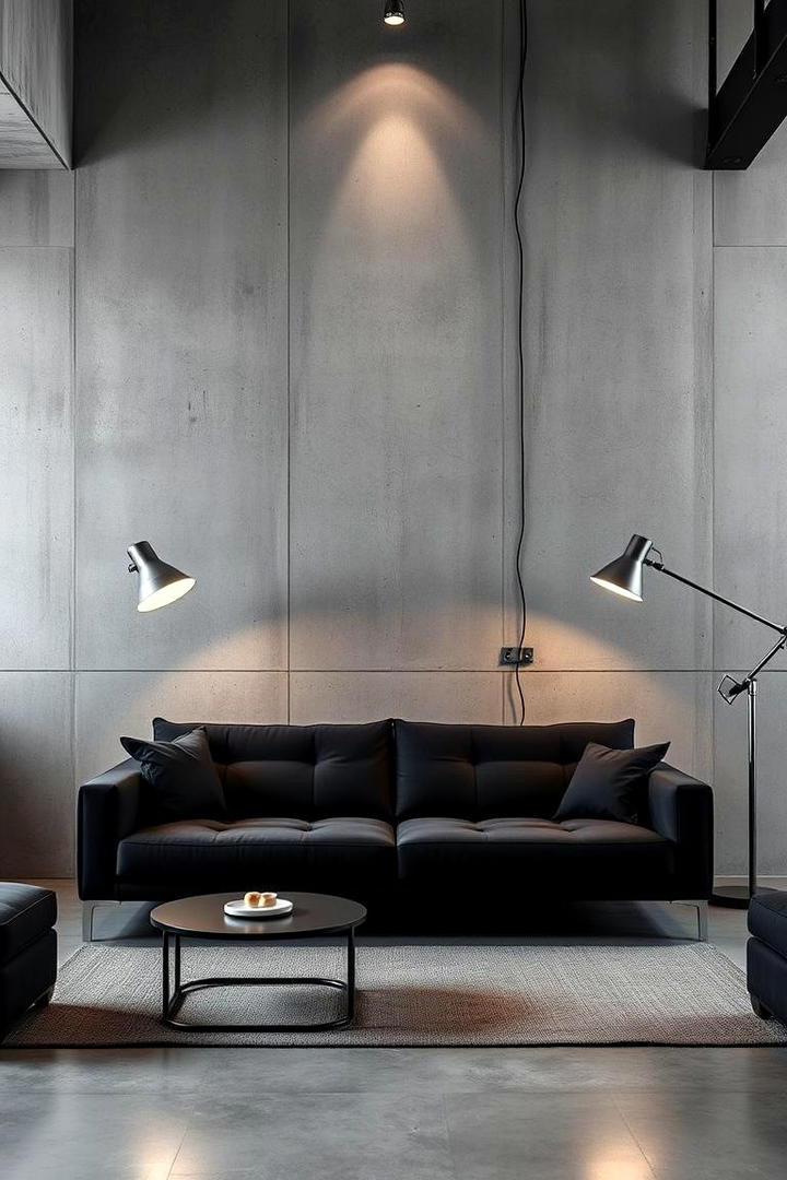 Modern Concrete Texture - 30 Living Room Accent Wall Ideas