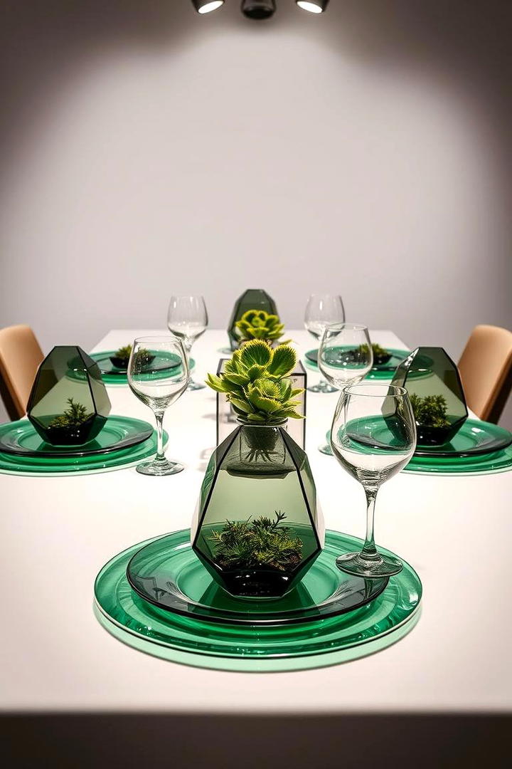 Modern Emerald Table Settings - 30 Emerald Green Wedding Ideas