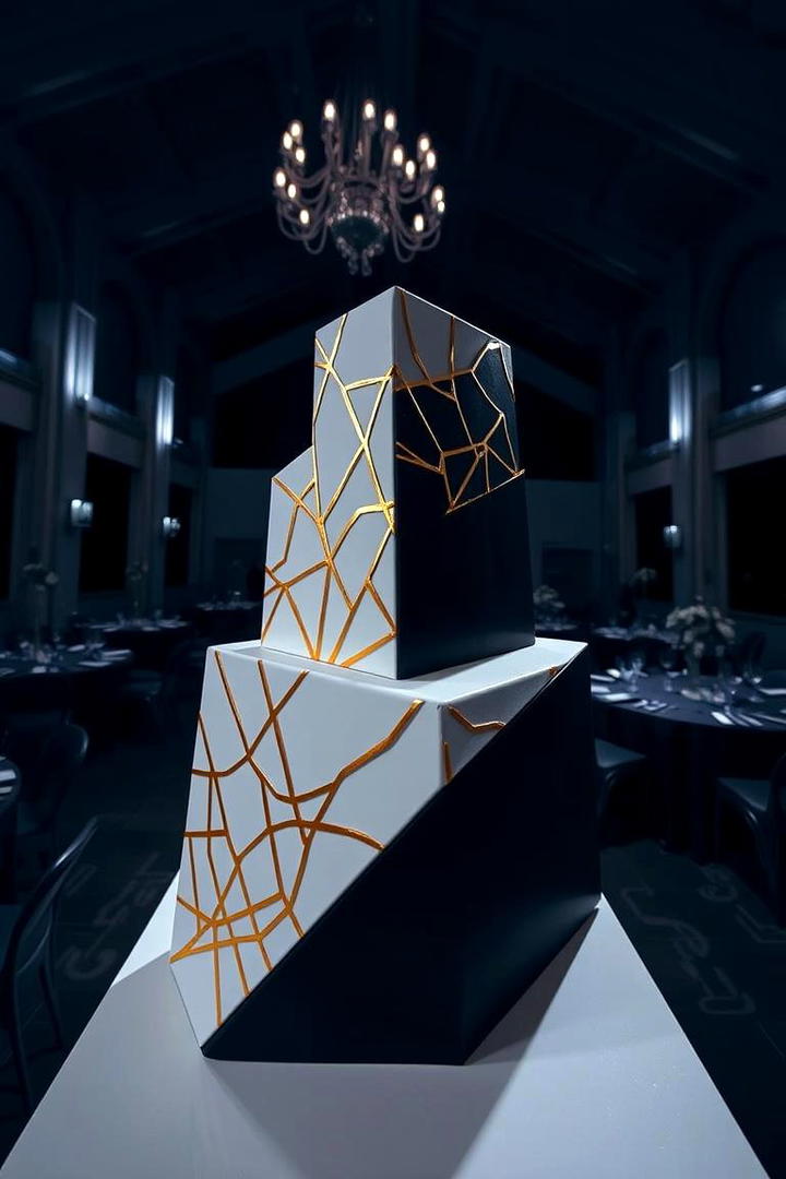 Modern Geometric Design Cake - 21 Naked and Semi-naked Wedding Cake Ideas