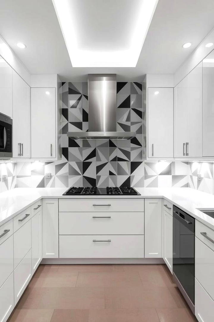 Modern Geometric Patterns - 21 White Cabinet Kitchen Backsplash Ideas