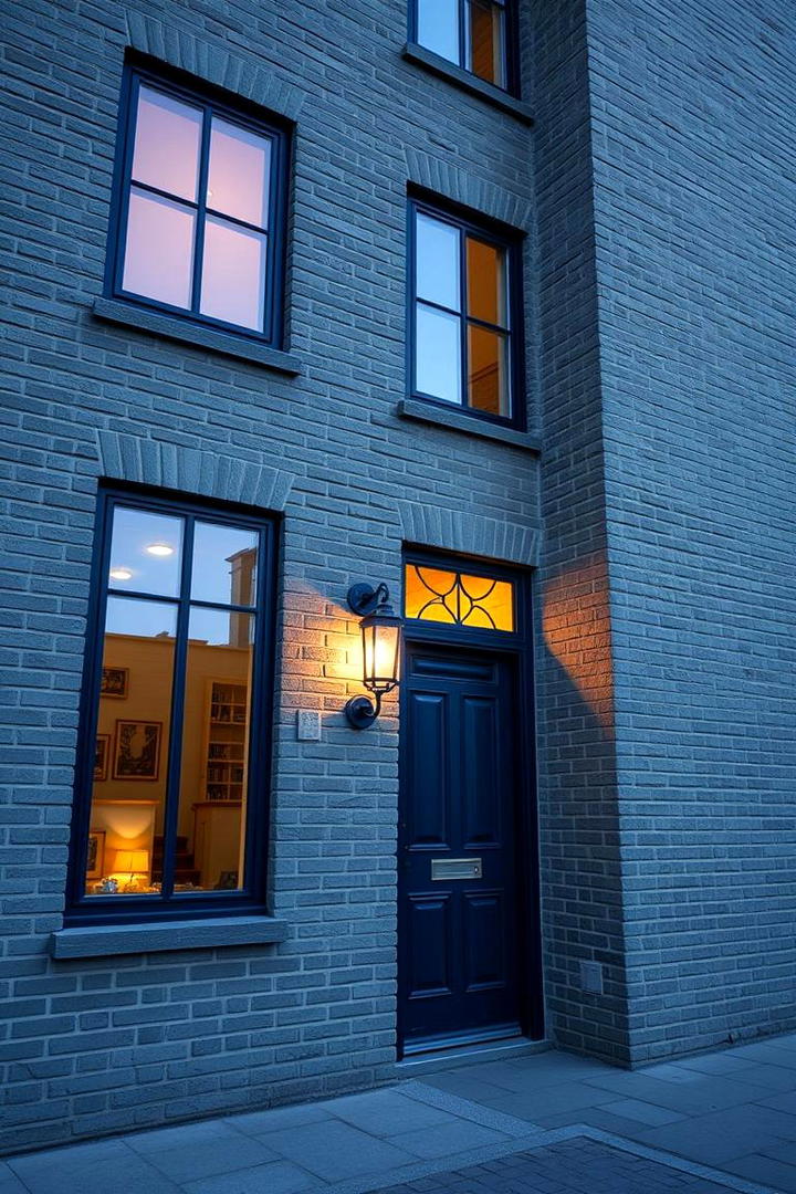 Modern Gray Brick with Navy Blue Touches - 30 Exterior Brick and Paint Color Combinations