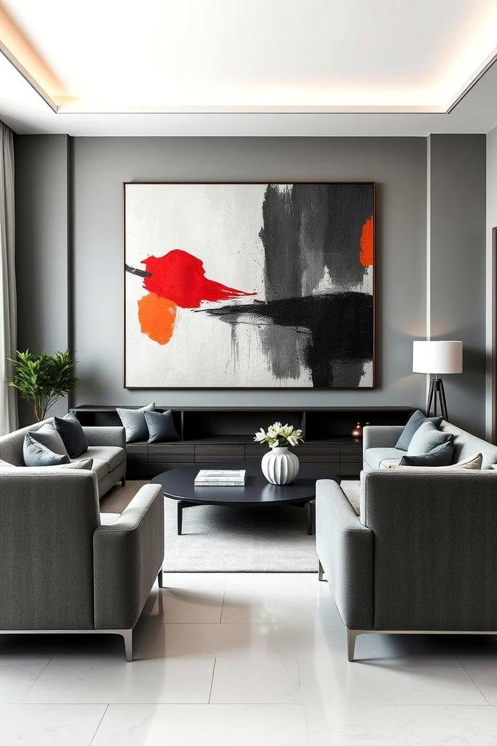 Modern Gray with Bold Art - 21 Gray Living Room Ideas