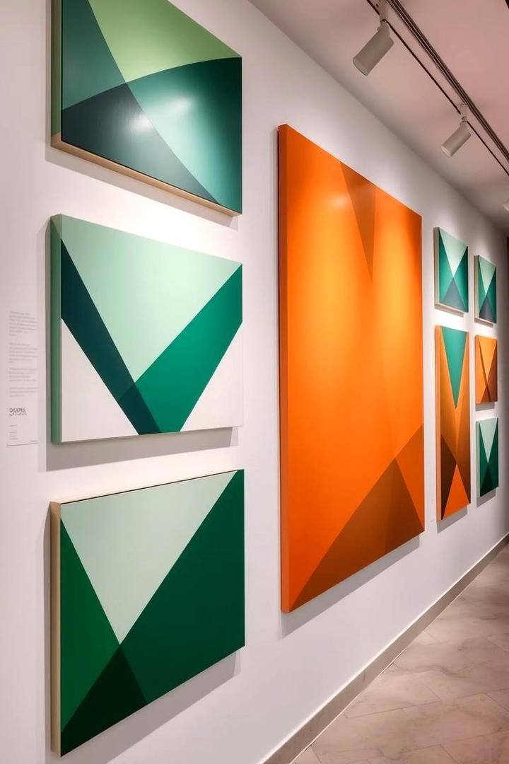 Modern Green and Orange Geometric Artwork - 30 Green and Orange Living Room Ideas