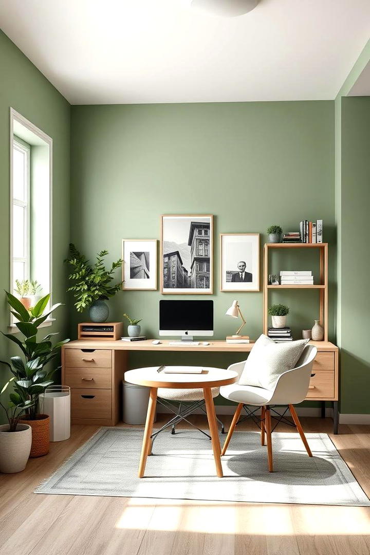 Modern Home Office Vibe - 21 Sage Green Paint Color Ideas