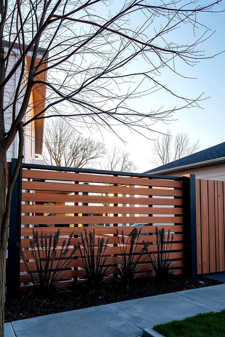 Modern Horizontal Slat Fence - 21 Front Yard Fence Ideas