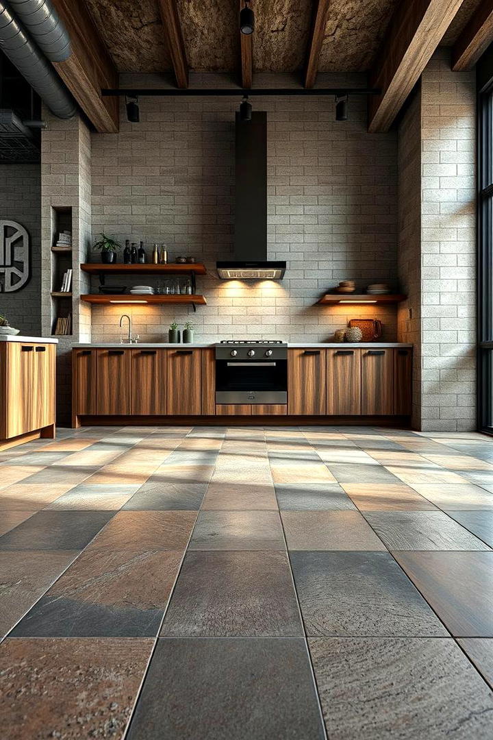 Modern Industrial Aesthetic - 21 Kitchen Floor Tile Ideas