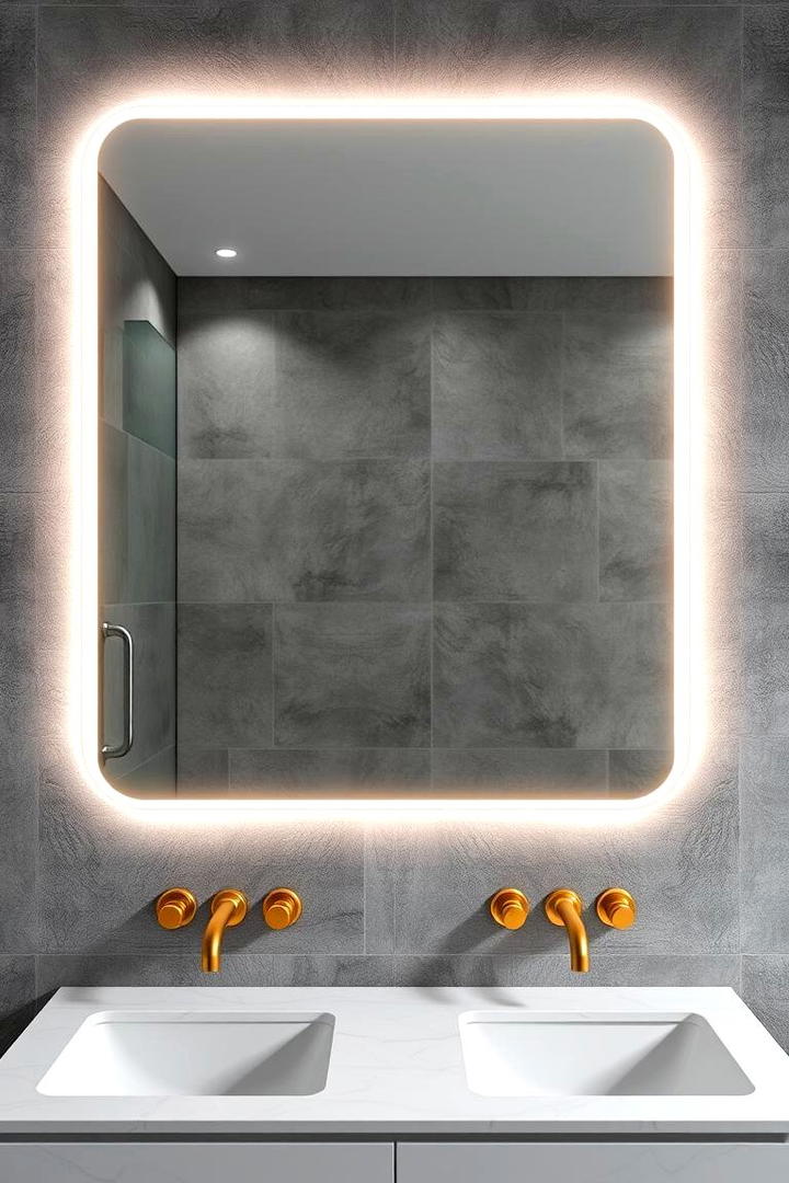 Modern LED Gold Mirrors - 30 Gold Bathroom Ideas