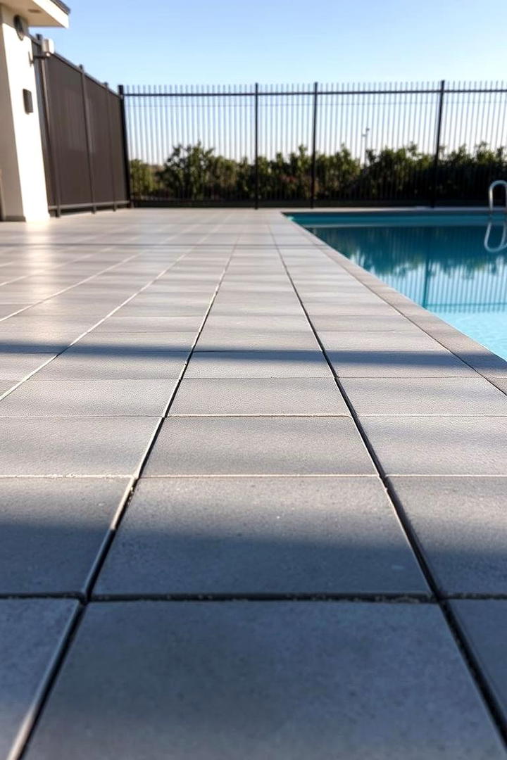 Modern Linear Arrangement - 30 Concrete Pavers Around Pool Ideas