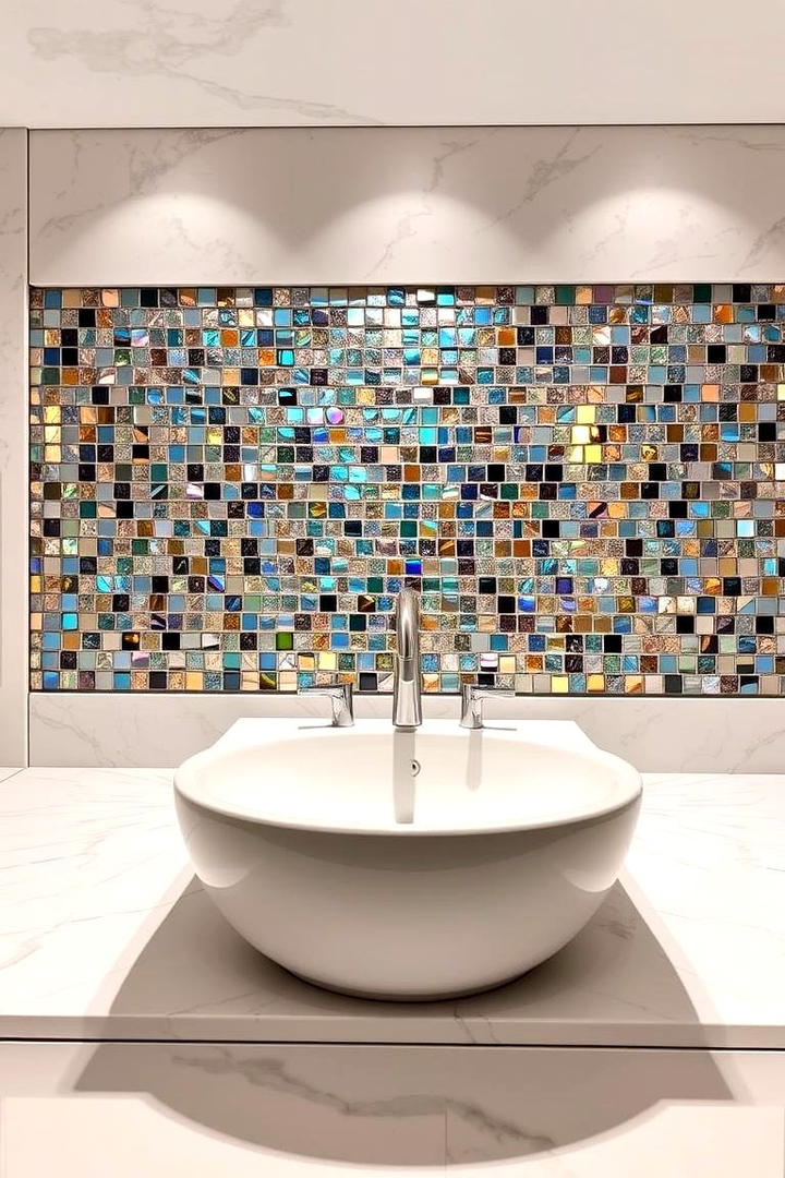 Modern Marble Mosaic Backsplash - 30 Marble Bathroom Ideas