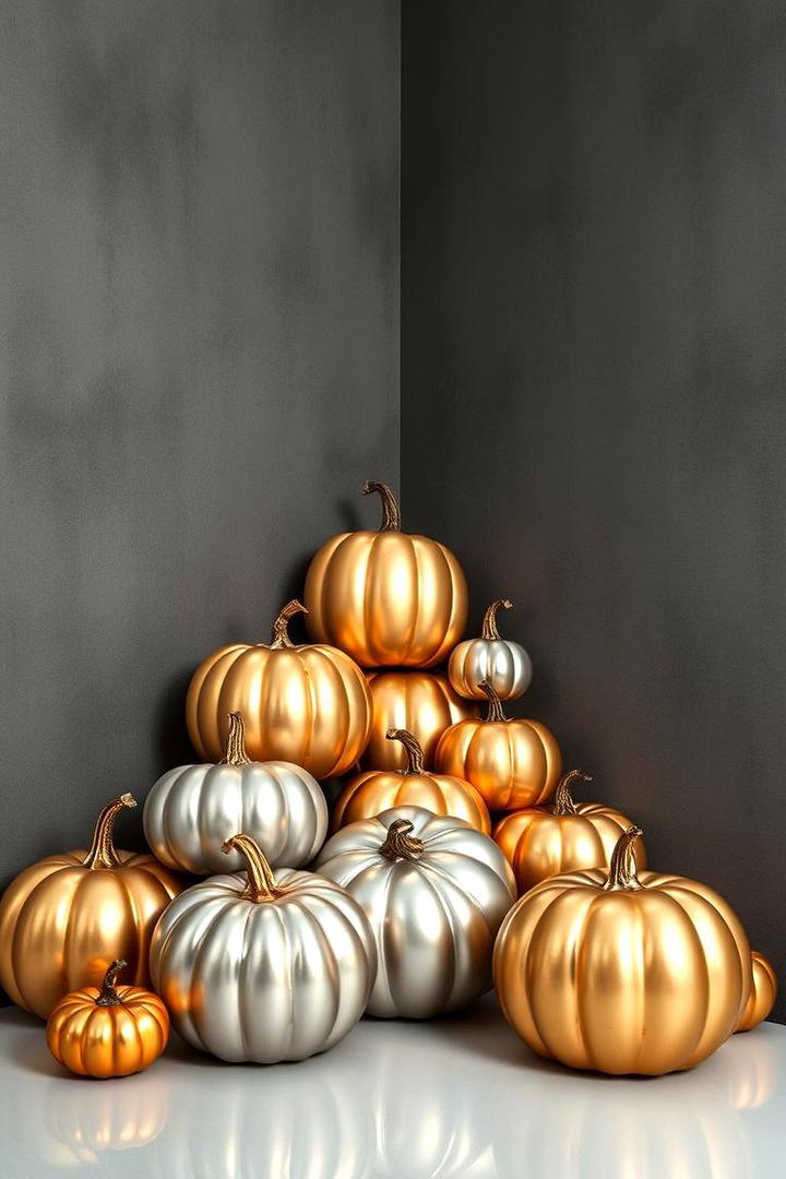 Modern Metallic Pumpkin Accents - 21 Pumpkin Decor Ideas