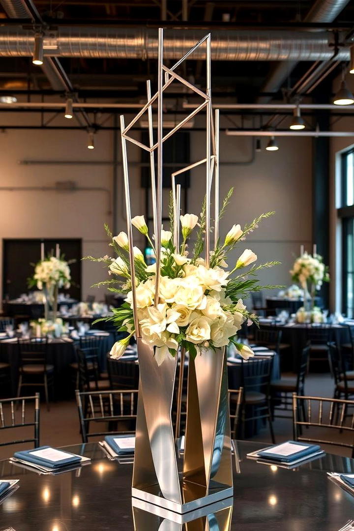 Modern Metallic Sculpture Centerpiece - 30 Tall Wedding Centerpiece Ideas