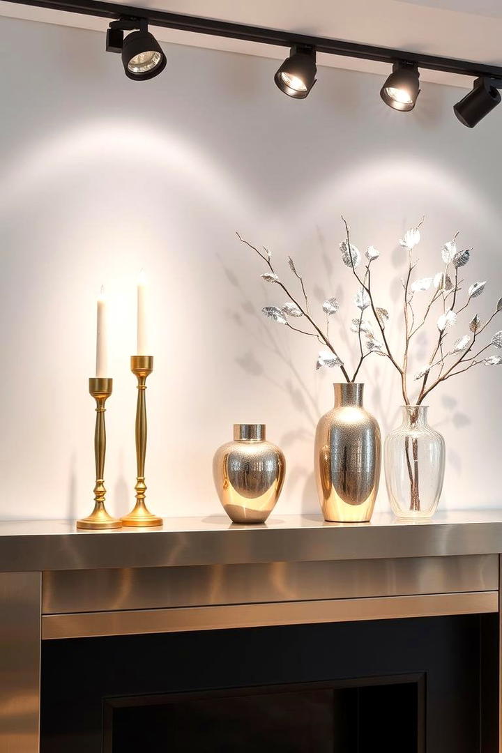 Modern Metallics - 30 Spring Mantel Decor Ideas