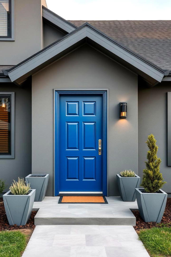 Modern Minimalist Appeal - 30 Grey House With Blue Door Ideas