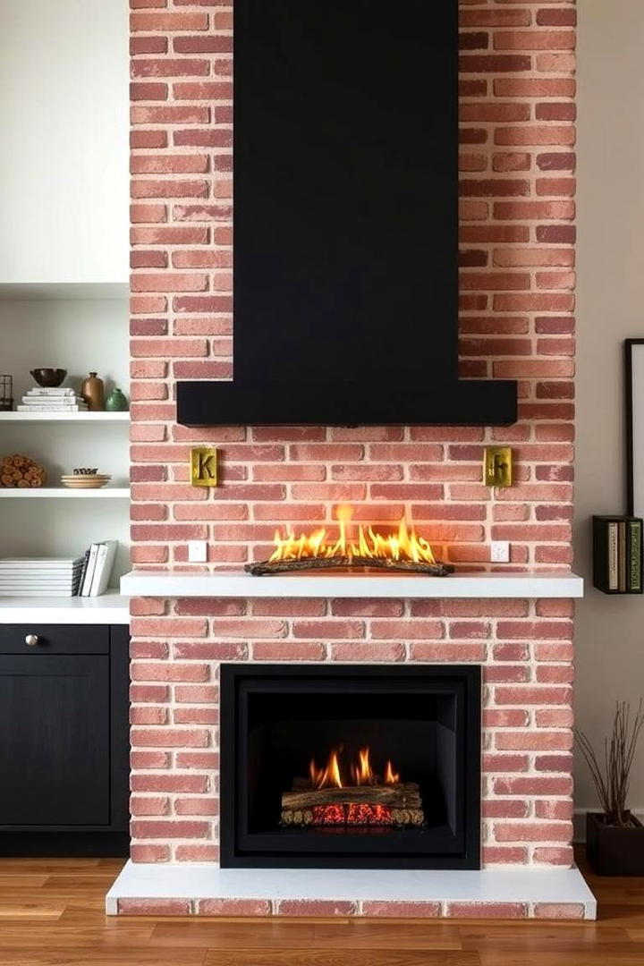 Modern Minimalist Brick Feature - 21 Brick Fireplace Ideas