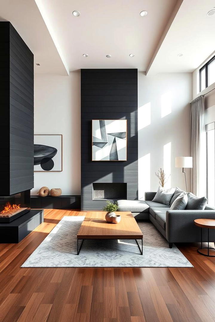 Modern Minimalist Elegance - 21 Black Shiplap Fireplace Ideas
