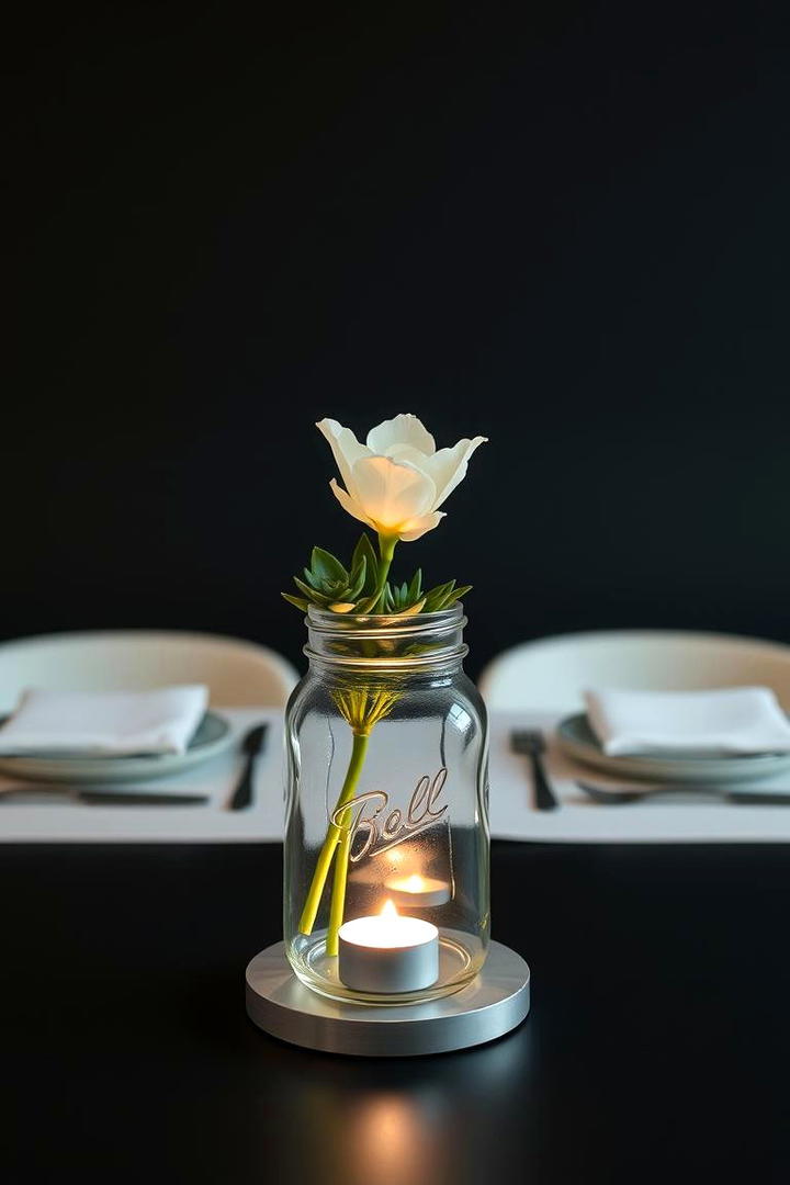 Modern Minimalist Glow - 30 Mason Jar Centerpiece Ideas