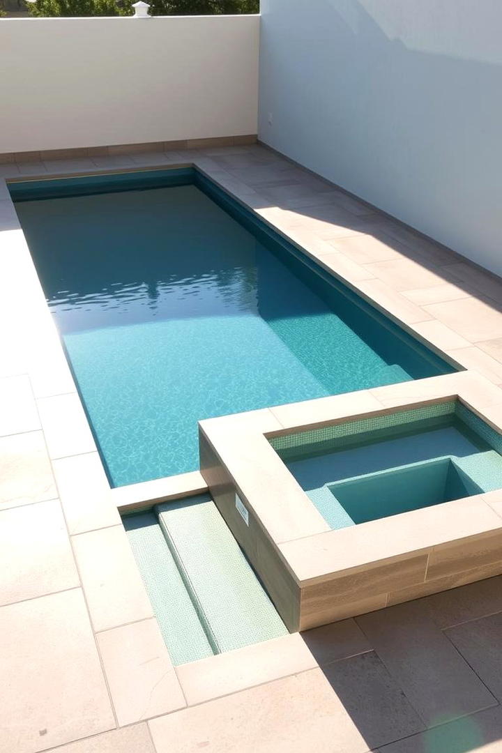Modern Minimalist Oasis - 30 Rectangle Pool With Hot Tub