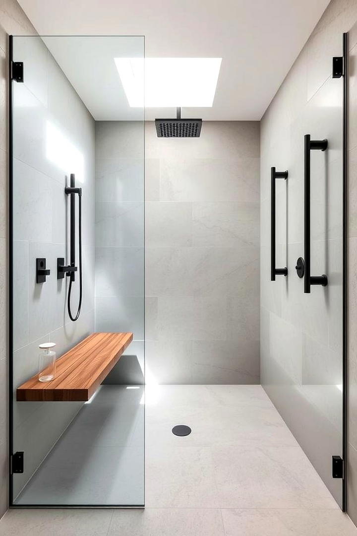 Modern Minimalist Walk In Shower with Floating Bench - 21 Walk in Shower Ideas With Bench